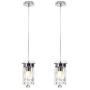 Loclgpm Modern 2 Pack Crystal Pendant Light, Glass Shade Ceiling Lamp, Chandelier Fixture Hanging for Dining Room, Bedroom, Kitchen, Living Room, Restaurant with Adjustable Cord