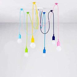 6 Arms Spider Lamps Modern Style Adjustable DIY Ceiling Spider Pendant Lighting Color Chandelier for Childrens Room Bedroom Dining Living Room Girls Boys Room(Each with 59'' Wire)