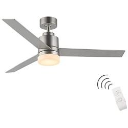 WINGBO Ceiling Fan with Light, 52'' Nickel Ceiling Fan Light Kit with Remote Light for Living Room, Kitchen, Bedroom, Hugger Fan