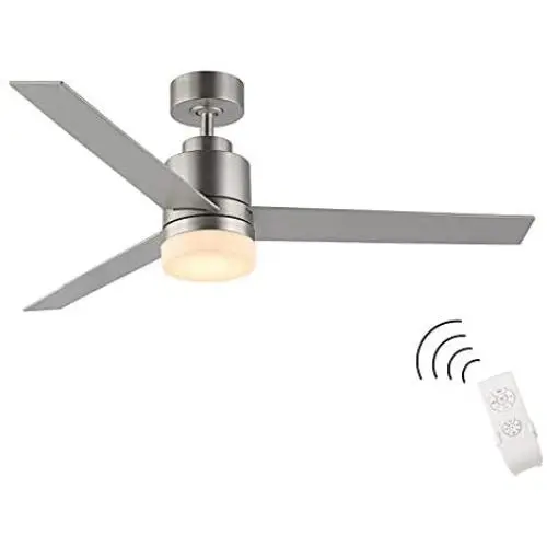 WINGBO Ceiling Fan with Light, 52'' Nickel Ceiling Fan Light Kit with Remote Light for Living Room, Kitchen, Bedroom, Hugger Fan