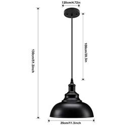 Industrial Pendant Lighting 1 Pack, Matte Black Metal Barn Vintage Farmhouse Style Kitchen Hanging Light Fixture for Kitchen Dining Room