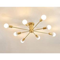 SILJOY Mid-Century Modern Globe 8 Light DNA Gold Chandelier Glass Creative Molecular Ceiling Light Dimmable for Living Room Dining Room