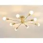 SILJOY Mid-Century Modern Globe 8 Light DNA Gold Chandelier Glass Creative Molecular Ceiling Light Dimmable for Living Room Dining Room