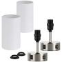 Oneach Modern Table Lamps Set of 2 with Dual USB Charging Port an AC Outlet 15” Bedside Desk Lamp for Bedroom Living Room White Cylinder Shade