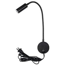 Onerbuy Plug Wired Flexible Gooseneck Wall Sconce Reading Lamp Art Works Show Accent Light Wall Mount Spot Lamp Fixture with On/Off Switch (Black-Warm White)