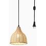 ANYE 15ft Black Plug-in UL On/Off Dimmer Switch Cord Retro Style E26 Lamp Holder Rattan Pendant Light for Dining Room Cafe Restaurant Bulbs Not Included