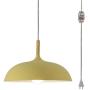 STGLIGHTING Swag Plug-in Pendant Light Wooden Handle Pendant Light with 15ft Plug-in UL On/Off Dimmer Switch Cord Macaron Yellow Lampshade Loft Style Lamps for Dining Room Bulbs Not Included