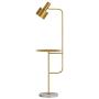 Hsyile Lighting KU300217 Contemporary Modern Creative Floor Lamp with a Table,Suitable for Living Room,Den,Office,Bedroom - E26 Bulb - Brushed Brass Finish