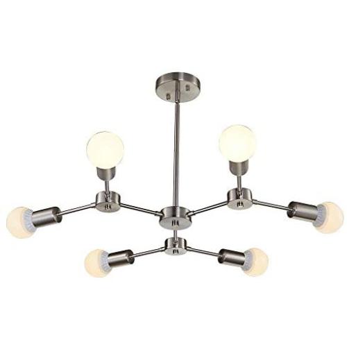 MELUCEE Modern 6 Lights Chandeliers Sputnik Kitchen Island Lighting Brushed Nickel Mid Century Light Fixture Flush Mount Ceiling Light for Living Room Bedroom Foyer Hallway MELUCEE Modern 6 Lights Chandeliers Sputnik Kitchen Island Lighting Brushed Nickel Mid Century Light Fixture Flush Mount Ceiling Light for Living Room Bedroom Foyer Hallway