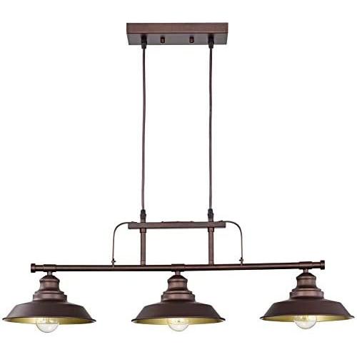 ACLand Kitchen Island Pendant Light 3-Light Industrial Ceiling Lighting Fixture Hanging with Metal Shades for Dining Room Pool Table Farmhouse Bar (Oil Rubbed Bronze, 3-Light Pendant)