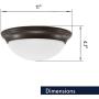 CORAMDEO 11 Inch LED Decorative Flush Mount Ceiling Fixture, Color Select Switch, Built in LED Gives 125W of Light from 16.4W of Power, 1150 Lumen, Dimmable, Bronze Finish with Frosted Glass