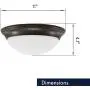 CORAMDEO 11 Inch LED Decorative Flush Mount Ceiling Fixture, Color Select Switch, Built in LED Gives 125W of Light from 16.4W of Power, 1150 Lumen, Dimmable, Bronze Finish with Frosted Glass - 2 Pack