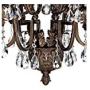 Iron Leaf Roman Bronze Large Chandelier 34'' Wide Two Tier Crystal Droplet Creme Smoke Glass 12-Light Fixture Dining Room House Foyer Kitchen Island Entryway Bedroom Living Room - Regency Hill