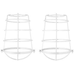 Dysmio Metal Wire Cage for Hanging Pendant Lighting, 2-1/4-Inch White Industrial Cage Neckless Metal Shade Ceiling Pendant Lights for Dining Room Bedroom Shade Pack of 2