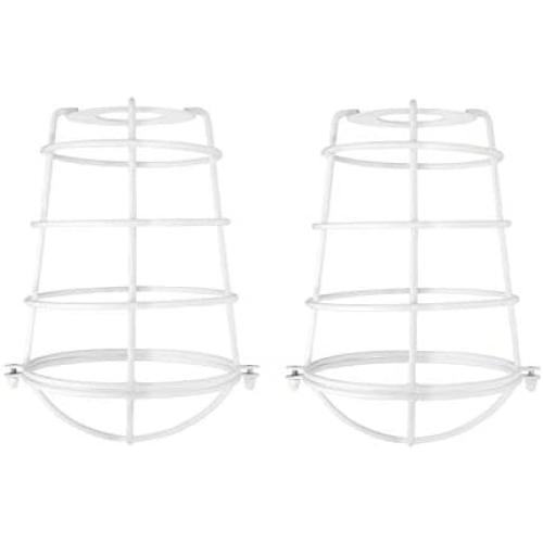 Dysmio Metal Wire Cage for Hanging Pendant Lighting, 2-1/4-Inch White Industrial Cage Neckless Metal Shade Ceiling Pendant Lights for Dining Room Bedroom Shade Pack of 2