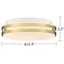 Autelo 12'' Flush Mount Ceiling Light Fixture, 2-Light Close to Ceiling Light with Frosted Glass Shade in Antique Brass Finish, for Living Room Hallway Bedroom C3578 BRZ