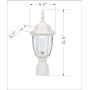 LIT-PaTH Outdoor Post Light Pole Lantern Lighting Fixture with One E26 Base Max 100W, Aluminum Housing Plus Glass, Matte White Finish