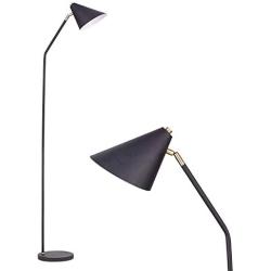 NALATI 1-Light 61'' Task Floor Lamp,Industrial Style Standing Reading Light with Adjustable Black Heads,Matte Black Pole for Living Room Corner Bedroom Home Office