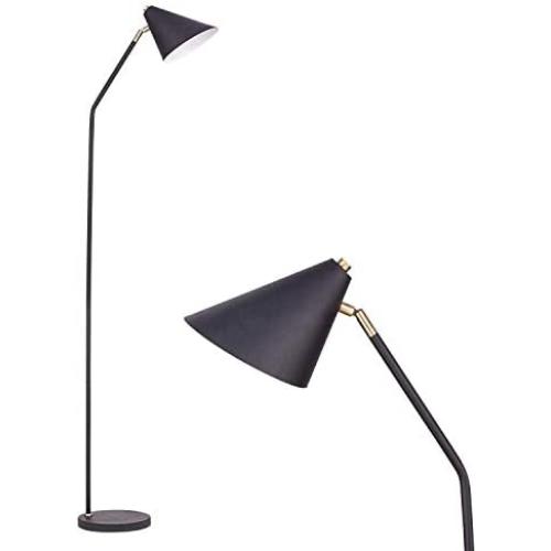 NALATI 1-Light 61'' Task Floor Lamp,Industrial Style Standing Reading Light with Adjustable Black Heads,Matte Black Pole for Living Room Corner Bedroom Home Office