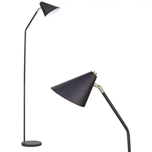 NALATI 1-Light 61'' Task Floor Lamp,Industrial Style Standing Reading Light with Adjustable Black Heads,Matte Black Pole for Living Room Corner Bedroom Home Office