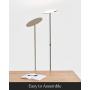 Brightech Sky LED Torchiere Super Bright Floor Lamp - Contemporary, High Lumen Light for Living Rooms & Offices - Dimmable, Indoor Pole Uplight for Bedroom Reading - Platinum Silver