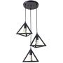 Rustic Black Metal Cage Shade Dining Room Industrial Pendant Light Triangle Chandelier with 3 E26 Bulb Sockets 60W Painted Finish Metal Fixture Geometric for Kitchen Living Room Bedroom Hallway Bar