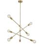 Sputnik Chandelier Lighting Fixture 6 Light Brushed Brass Finish Mid -Century Modern Pendant Lighting Industrial Vintage Semi-Flush Mount Ceiling Light for Dining Room Bedroom Kitchen UL by XILICON