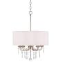 Georgiana Brushed Nickel Pendant Chandelier 20 1/4'' Wide Modern Clear Crystal Off White Drum Shade 5-Light Fixture Dining Room House Island Entryway Bedroom Living Room - Possini Euro Design