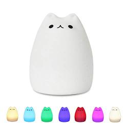 Night Light for Kids SCOPOW Portable Silicone Colorful LED Smile Cute Kawaii Nightlight Cat Lamp Baby Night Light