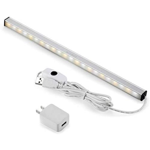 ASOKO Dimmable LED Under Cabinet Lighting, Memory Function, 12inch, Neutral White, 5000K, 3M and Magnet Mounted, UL Listed Plug, USB Powered LED Closet Light Bar, Under Counter Lighting (With UL Plug)