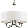 Progress Lighting P4217-20 5-Lt. Chain Hung Fixture Off-White Linen Fabric Shade,Antique Bronze