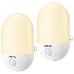 OMERIL Night Light, 2 Pack Night Lights Plug into Wall with Dusk to Dawn Photocell Sensor, Baby Night Light Ideal for Kids, Childrens Bedroom, Bathroom, Kitchen, Hallway, Stairs, etc-Warm White