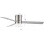 WINGBO Ceiling Fan with Light, 52'' Nickel Ceiling Fan Light Kit with Remote Light for Living Room, Kitchen, Bedroom, Hugger Fan