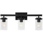 BONLICHT Vanity Lights Vintage Industrial 3 Lights Black Wall Sconce with Clear Glass Shade and Metal Base,Rustic Bathroom Light Fixture Hallway Wall Lamp for Kitchen Powder Room Living Room Bedroom