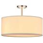 LED White Fabric Drum Shade semi Flush Mount Ceiling Light PS Diffuser with Brushed Nickel Finish, Chandeliers Shade with 20'' 3 Light