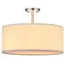 LED White Fabric Drum Shade semi Flush Mount Ceiling Light PS Diffuser with Brushed Nickel Finish, Chandeliers Shade with 20'' 3 Light