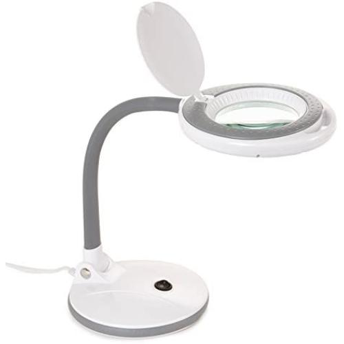 LED Magnifying Table Lamp with Light, 1.75x Magnifier with Bright Lighted Lens, for Puzzle, Craft, Task & Reading, White