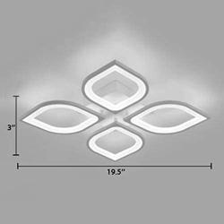 LITFAD 4 Heads Petal Semi Flush Light Monochromatic LED Ceiling Light Fixture 110-120V 40W Modern Acrylic Ceiling Lamp with White Metal Canopy for Living Room Bedroom Restaurant - Warm Light