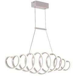 Dimmable LED Spring Chandeliers Modern Designer Dining Table Living Room Ceiling Pendant Light Fixture Chic Adjustable White Finish Acrylic-Panel Bedroom Remote Hanging Lamp Contemporary Deco Lighting