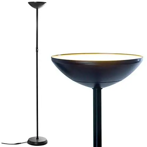 Brightech SkyLite LED Torchiere Floor Lamp – Bright, High Lumen Uplight for Reading in Living Rooms & Offices - 3 Way Dimmable to 30 Percent Brightness - Tall Standing Pole Light - Black