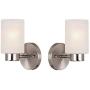 Wall Decor Light Fixture Bathroom Vanity, Living Room Decor, Modern Home Decor, Bathroom Light fixtures, Pack of 2, Brushed Nickel Finish and Frosted Seeded Glass,
