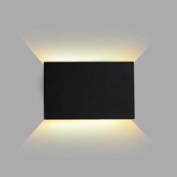 FUDESY LED Wall Sconce,Indoor Outdoor Wall Lights Wall Sconces,Modern Up/Down Black Exterior Plastic Lighting Fixture Lamps for Living Room Bedroom Hallway ,12W 3000K Warm White,FDS2040B1