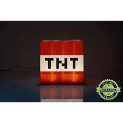 Minecraft TNT Block 6 Inch USB LED Night Light Cube - Decorative, Fun, Safe & Awesome Bedside Mood Lamp Toy for Baby, Kids, Teens & Adults - Best for Homes Bedroom, Living Room Or Even Office