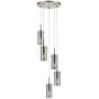 Effimero 5 Light Fixture Multi Pendant Lighting | Brushed Nickel Cluster Chandeliers for Dining Rooms, Polished Smoked Glass Shade LL-C45-SMK-1BN
