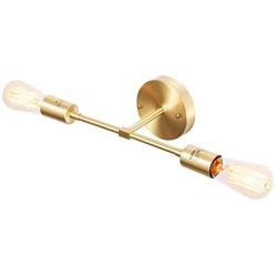 Gold Vanity Lights, UL Listed 2-Light Bathroom Light Fixtures Over Mirror Brass Sconce Modern Semi Flush Mount Ceiling Light Fixture for Toilet Bedroom Living Dining Room Restaurant Hallway Entryway