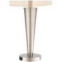Geoff Modern Table Lamps Set of 2 with Hotel Style USB Charging Port Brushed Steel White Drum Shade for Living Room Family Bedroom - 360 Lighting