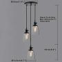 Phansthy Industrial Pendant Ceiling Light Black Finished Chandeliers Light with 5.7 Inches Oval Glass Shade