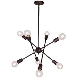 BONLICHT Oil-Rubbed Bronze Sputnik Chandeliers 8 Light Vintage Industrial Semi Flush Mount Ceiling Light Mid Century Modern Pendant Lighting for Kitchen Dining Room Foyer Hallway