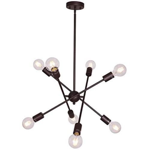 BONLICHT Oil-Rubbed Bronze Sputnik Chandeliers 8 Light Vintage Industrial Semi Flush Mount Ceiling Light Mid Century Modern Pendant Lighting for Kitchen Dining Room Foyer Hallway