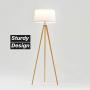 Brightech Emma Tripod Floor Lamp – Mid Century Modern Standing Light for Contemporary Living Rooms - Tall Survey Lamp with Wood Legs Matches Trendy Boho & Vintage Bedrooms - with LED Bulb